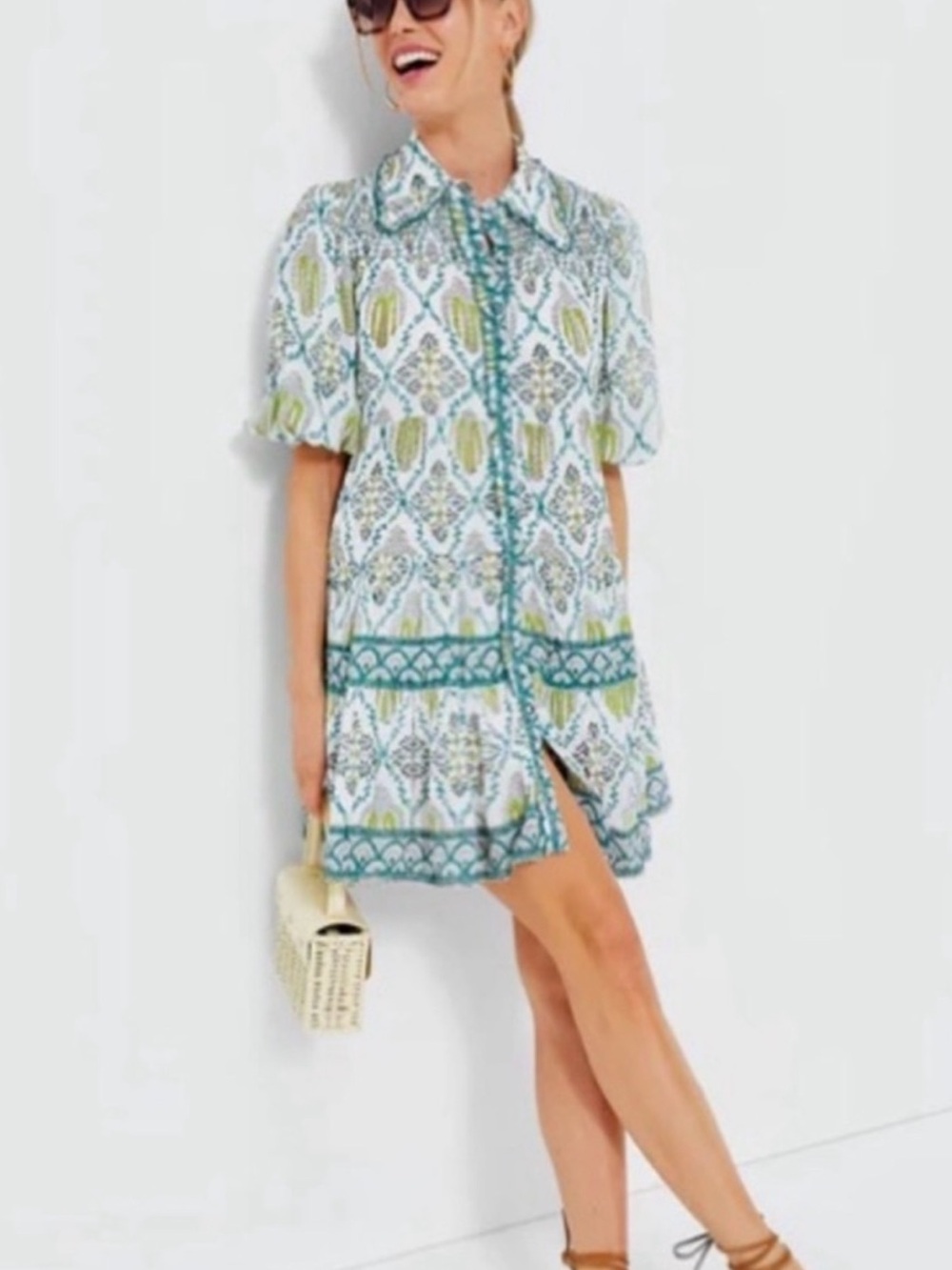 Ash & Eden Green Zinnia Shirt Dress